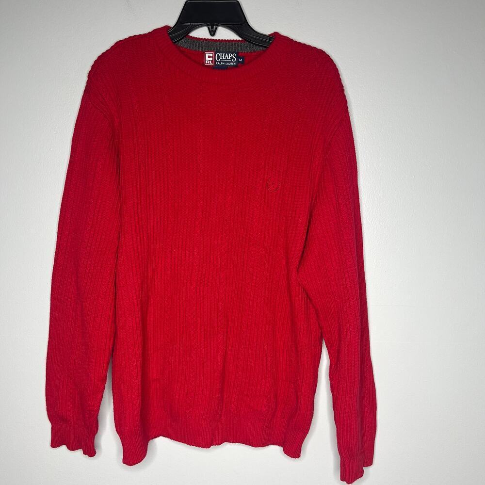 Ralph Lauren Chaps Men’s Red Pullover Sweater Crewneck Size Large 100% Cotton